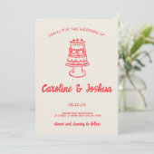 Retro Hand getrokken Rood eigenzinnige Taart Moder Feestdagenkaart (Staand voorkant)