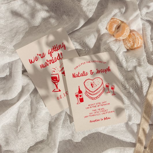 Retro Hand getrokken Rood eigenzinnige Taart Moder Kaart