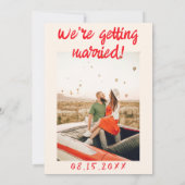 Retro Hand getrokken Rood Quirky Cake Foto Bruilof Kaart (Achterkant)