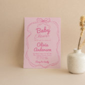 Retro Hand getrokken Roze Coquette Baby Meisje Dou Kaart