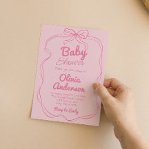 Retro Hand getrokken Roze Coquette Baby Meisje Dou