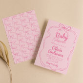 Retro Hand getrokken Roze Coquette Baby Meisje Dou Kaart