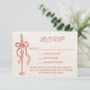 Retro Hand Getrokken Sinaasappel Wedding Website Q RSVP Kaartje