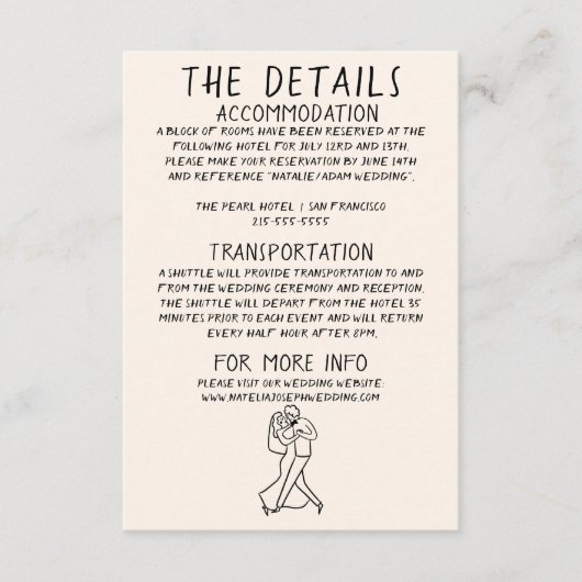 Retro Hand getrokken Sketchy eigenzinnige bruiloft Informatiekaartje (Voorkant)
