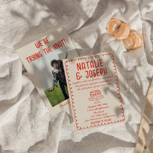 Retro Hand getrokken taart Funky Quirky Unieke bru Kaart