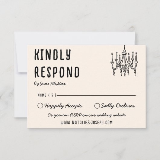 Retro Hand getrokken vet eigenzinnige moderne brui RSVP Kaartje (Voorkant)