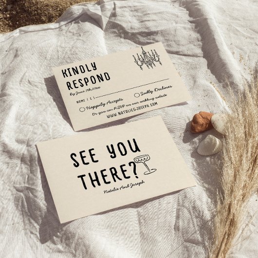 Retro Hand getrokken vet eigenzinnige moderne brui RSVP Kaartje