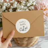 Retro Hand Getrokken Zwart Servies Verjaardag Brun Ronde Sticker