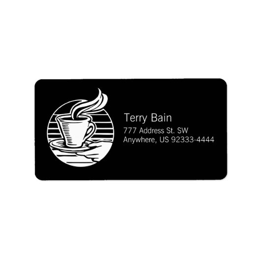 Retro Hand Serving Coffee Illustratie Logo Style Etiket (Voorkant)