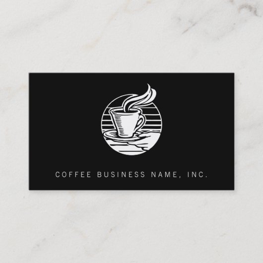 Retro Hand Serving Coffee Illustratie Logo Style Visitekaartje (Voorkant)