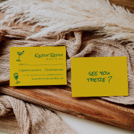 Retro Hand Written Drawn Colorful Funky Wedding RSVP Kaartje