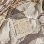 Retro Hand Written Drawn Floral Summer Wedding Kaart