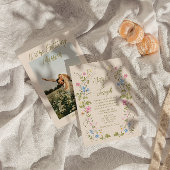 Retro Hand Written Drawn Floral Summer Wedding Kaart