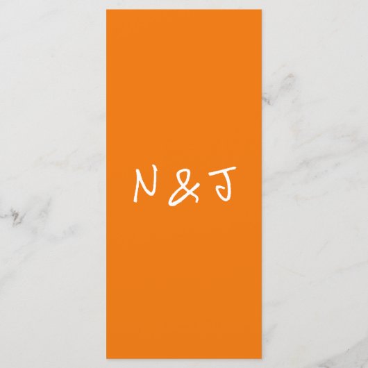 Retro Hand Written Drawn Orange Quirky Fun Wedding Menu (Achterkant)