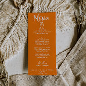 Retro Hand Written Drawn Orange Quirky Fun Wedding Menu