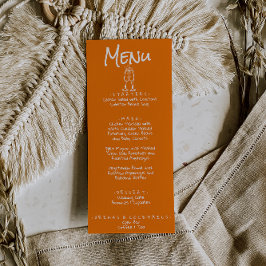 Retro Hand Written Drawn Orange Quirky Fun Wedding Menu