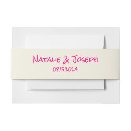 Retro Hand Written Vivid Pink Fun Quirky Wedding Uitnodigingen Wikkel