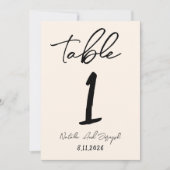 Retro Hand Written Whimsical Wedding Table Number Kaart (Voorkant)