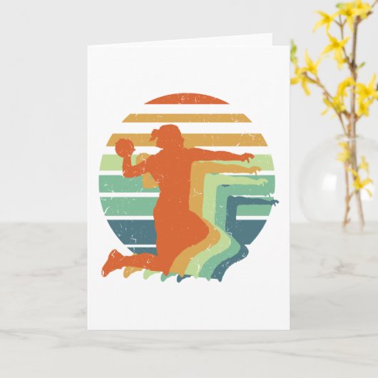 Retro Handball Sports - Handball Player Goalkeeper Kaart (Gele Bloem)