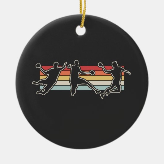 Retro handbalspeler keramisch ornament (Voorkant)
