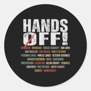 Retro Handen Uit Protest Public Lands Medicare Par Ronde Sticker