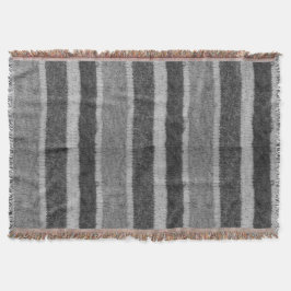 retro - handgebreide zwarte en witte strepen deken