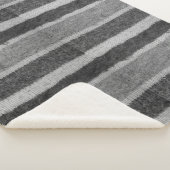 retro - handgebreide zwarte en witte strepen sherpa deken (3/4)