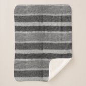 retro - handgebreide zwarte en witte strepen sherpa deken (Voorkant)