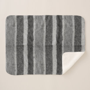 retro - handgebreide zwarte en witte strepen sherpa deken