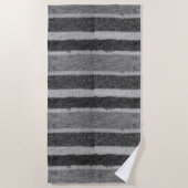 retro - handgebreide zwarte en witte strepen strandlaken (Voorkant)