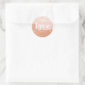 Retro Handgemaakt met Liefde Hart Perzik Boho Golv Ronde Sticker (Tas)