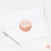Retro Handgemaakt met Liefde Hart Perzik Boho Golv Ronde Sticker (Envelop)