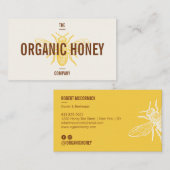 retro handgemaakte bruin geel honingbij logo visitekaartje (Voorkant / Achterkant)