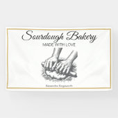 retro handgemaakte Sourdough bakkerij voor bakker Spandoek (Horizontaal)