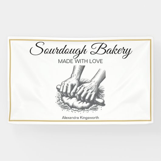 retro handgemaakte Sourdough bakkerij voor bakker Spandoek (Horizontaal)