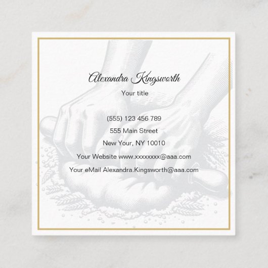 retro handgemaakte Sourdough bakkerij voor bakker Vierkante Visitekaartje (Achterkant)