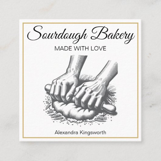  retro handgemaakte Sourdough bakkerij voor bakker Vierkante Visitekaartje (Voorkant)