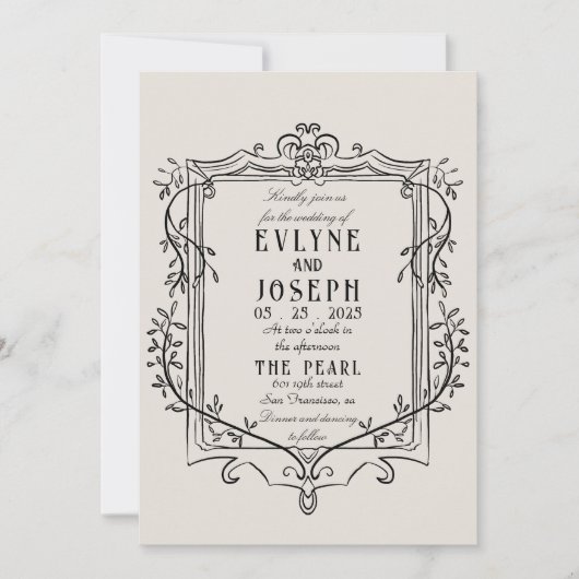 Retro Handgemaakte Victoriaans Barok Ornament Brui Kaart (Voorkant)