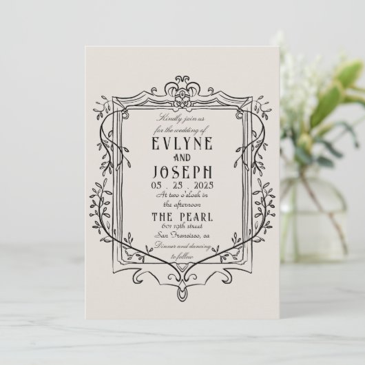 Retro Handgemaakte Victoriaans Barok Ornament Brui Kaart (Staand voorkant)