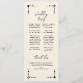 Retro Handgeschreven Fantasievol Plat Programma Programmakaart (Achterkant)