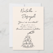 Retro handgeschreven getekend eigenzinnige champag save the date (Achterkant)