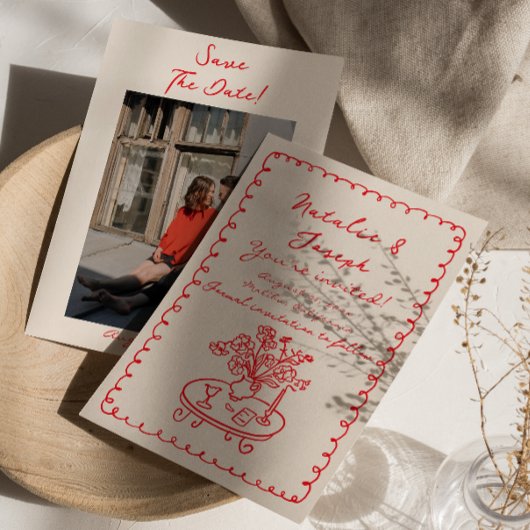 Retro handgeschreven getekend eigenzinnige foto Sc Save The Date