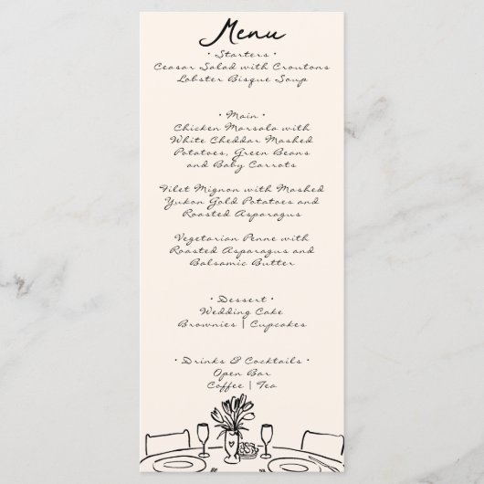 Retro handgeschreven getekend eigenzinnige leuke b menu (Voorkant)