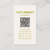 Retro Handgeschreven Getekend Groene Funky Floral  Visitekaartje (Achterkant)