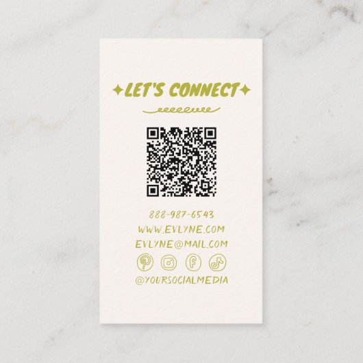 Retro Handgeschreven Getekend Groene Funky Floral  Visitekaartje (Achterkant)