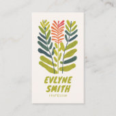 Retro Handgeschreven Getekend Groene Funky Floral  Visitekaartje (Voorkant)