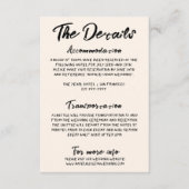 Retro handgeschreven getekend moderne bruiloft det informatiekaartje (Voorkant)