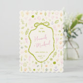 Retro Handgeschreven Getekende Bloemen Lente Bruil Save The Date (Staand voorkant)