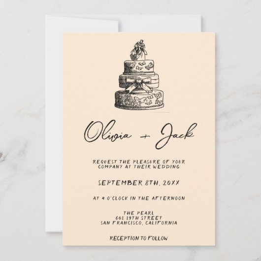 Retro handgeschreven getekende taart eigenzinnige kaart (Achterkant)