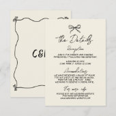 Retro handgeschreven grillige bruiloft detail informatiekaartje (Voorkant / Achterkant)